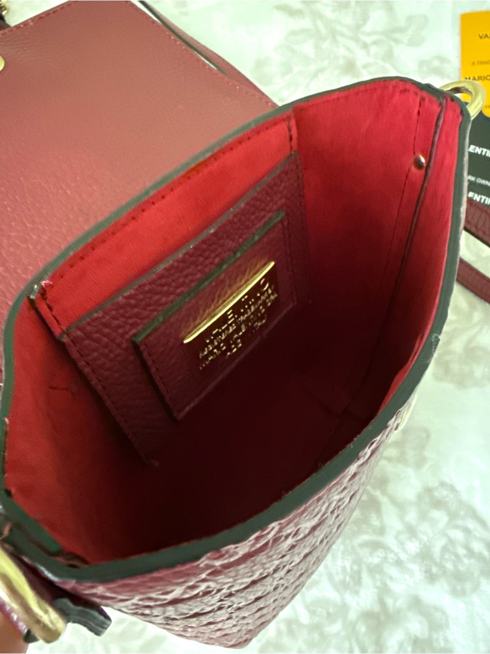 Valentino By Mario Valentino Salma Medallion Leather Crossbody in Burgundy - Picture 9 of 11